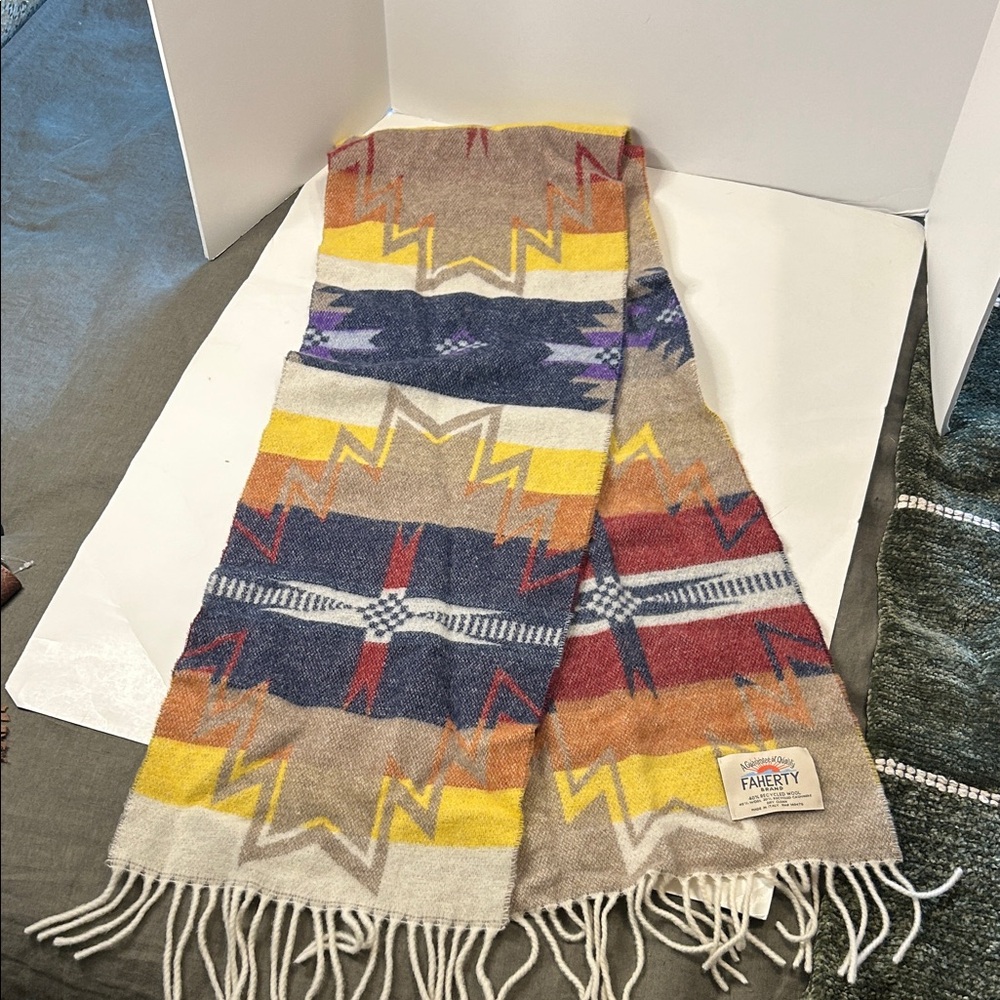 Faherty Colorful Geometric Wool Scarf